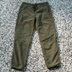 Men’s fleece pants L drawstring waist zipper pockets army green